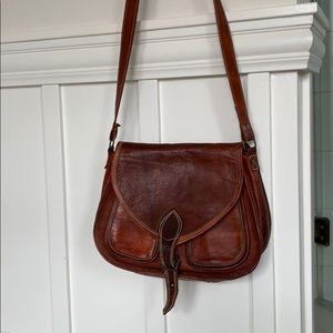 Vintage Crossbody Saddle Bag Purse Brown Hobo